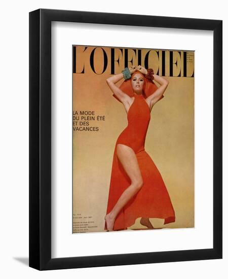 L'Officiel, June 1967 - Ensemble de Plage de Grès-Guégan-Framed Art Print