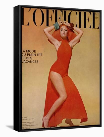 L'Officiel, June 1967 - Ensemble de Plage de Grès-Guégan-Framed Stretched Canvas