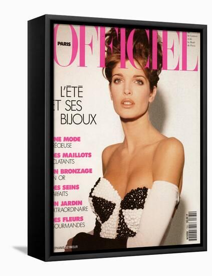 L'Officiel, June 1991 - Stéphanie Seymour, un Soutien-Gorge-Bijou Très Éton-Jean-Daniel Lorieux-Framed Stretched Canvas