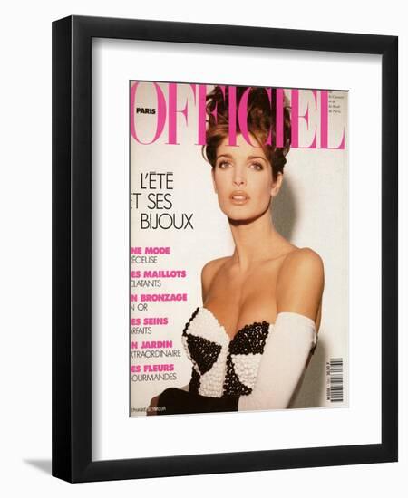 L'Officiel, June 1991 - Stéphanie Seymour, un Soutien-Gorge-Bijou Très Éton-Jean-Daniel Lorieux-Framed Art Print