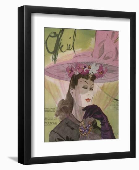 L'Officiel, March 1943 - Chapeau de Jacques Path, Paille de G.R. Pierron-Lbenigni-Framed Art Print