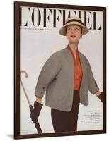 L'Officiel, March 1951 - Ensemble de Christian Dior-Philippe Pottier-Framed Art Print