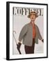 L'Officiel, March 1951 - Ensemble de Christian Dior-Philippe Pottier-Framed Art Print