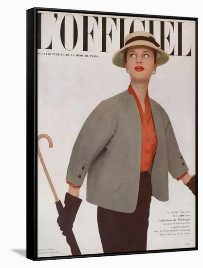 L'Officiel, March 1951 - Ensemble de Christian Dior-Philippe Pottier-Framed Stretched Canvas