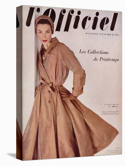 L'Officiel, March 1952 - Manteau de Christian Dior en Surah Chantung de Staron-Philippe Pottier-Stretched Canvas