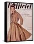 L'Officiel, March 1952 - Manteau de Christian Dior en Surah Chantung de Staron-Philippe Pottier-Framed Stretched Canvas