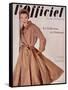 L'Officiel, March 1952 - Manteau de Christian Dior en Surah Chantung de Staron-Philippe Pottier-Framed Stretched Canvas