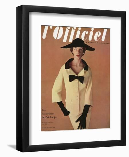 L'Officiel, March 1953 - Ensemble de Jacques Fath-Philippe Pottier-Framed Art Print