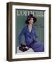 L'Officiel, March 1957 - Tailleur de Pierre Balmain en Cheviotte Poncho de Labbey-Philippe Pottier-Framed Art Print