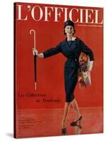 L'Officiel, March 1959 - Tailleur de Christian Dior en Lainage Matignon de Dormeuil-Arsac-Stretched Canvas