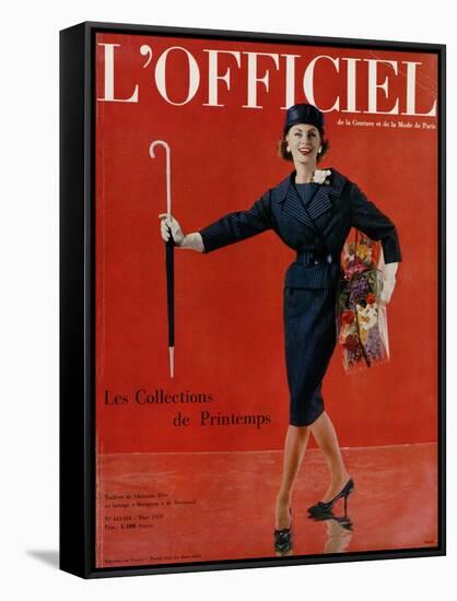 L'Officiel, March 1959 - Tailleur de Christian Dior en Lainage Matignon de Dormeuil-Arsac-Framed Stretched Canvas