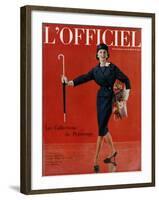 L'Officiel, March 1959 - Tailleur de Christian Dior en Lainage Matignon de Dormeuil-Arsac-Framed Art Print