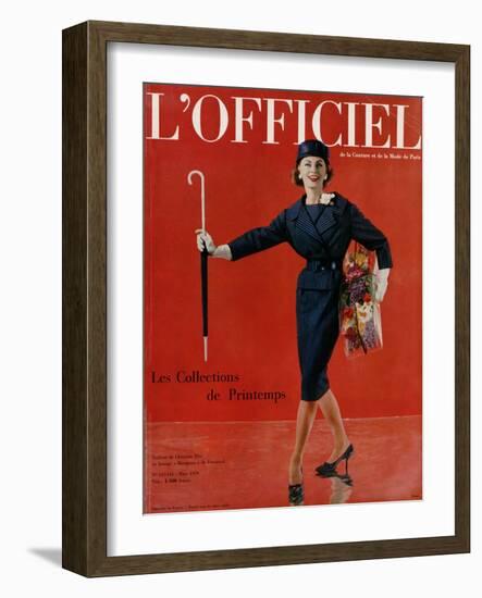 L'Officiel, March 1959 - Tailleur de Christian Dior en Lainage Matignon de Dormeuil-Arsac-Framed Art Print