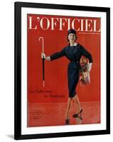 L'Officiel, March 1959 - Tailleur de Christian Dior en Lainage Matignon de Dormeuil-Arsac-Framed Art Print