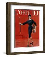 L'Officiel, March 1959 - Tailleur de Christian Dior en Lainage Matignon de Dormeuil-Arsac-Framed Art Print