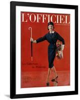 L'Officiel, March 1959 - Tailleur de Christian Dior en Lainage Matignon de Dormeuil-Arsac-Framed Art Print