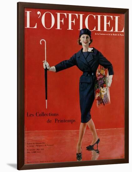 L'Officiel, March 1959 - Tailleur de Christian Dior en Lainage Matignon de Dormeuil-Arsac-Framed Art Print