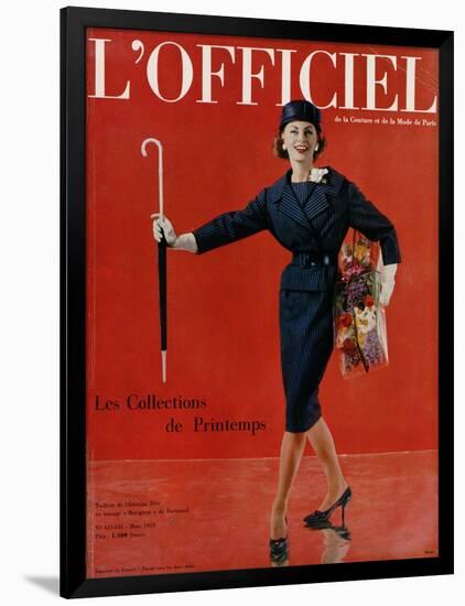 L'Officiel, March 1959 - Tailleur de Christian Dior en Lainage Matignon de Dormeuil-Arsac-Framed Art Print