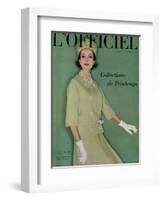 L'Officiel, March 1961 - Tailleur de Christian Dior en Tilfiz de Lesur-Roland de Vassal-Framed Art Print