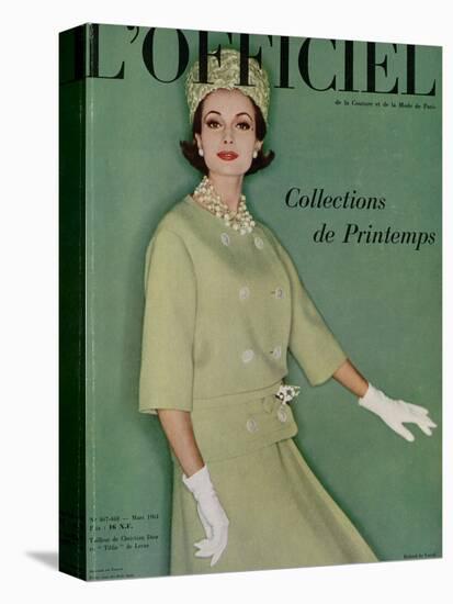 L'Officiel, March 1961 - Tailleur de Christian Dior en Tilfiz de Lesur-Roland de Vassal-Stretched Canvas