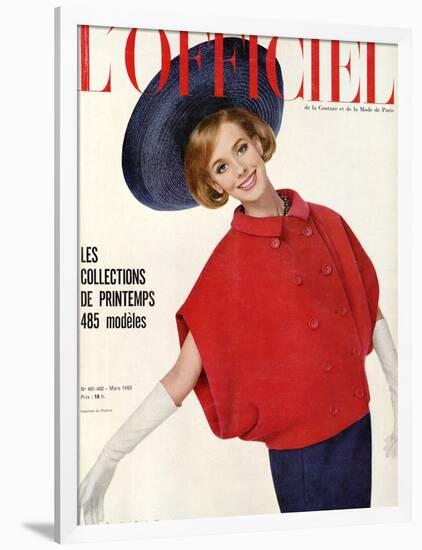 L'Officiel, March 1963 - Ensemble de Christian Dior-Philippe Pottier-Framed Art Print