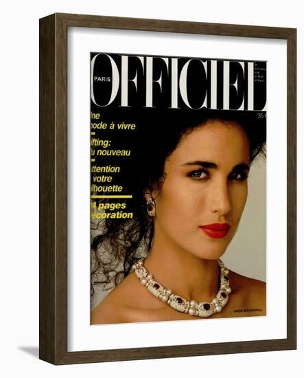 L'Officiel, March 1986 - Carole Bouquet-Steven Silverstein-Framed Art Print