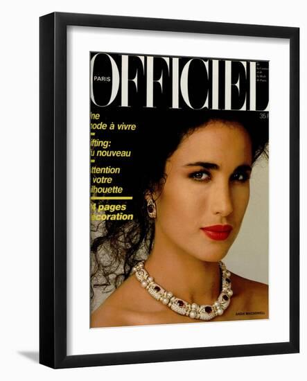 L'Officiel, March 1986 - Carole Bouquet-Steven Silverstein-Framed Art Print