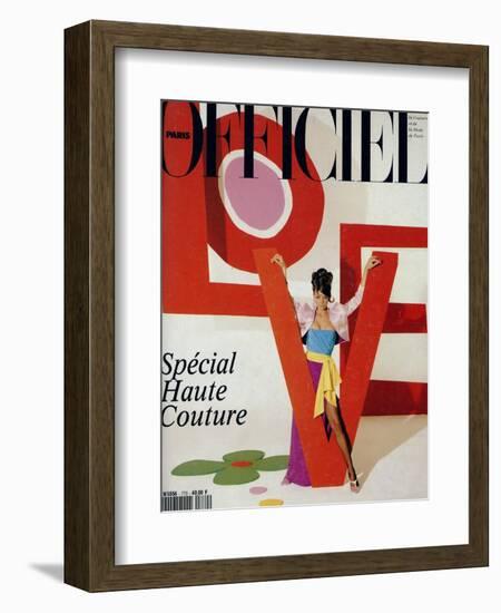 L'Officiel, March 1992 - Love, Le Mot Fétiche d'Yves Saint Laurent-Jonathan Lennard-Framed Art Print