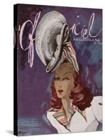 L'Officiel, May-June 1945 - Chapeau de Coralie -Tissu de René Véron-Lbenigni-Stretched Canvas