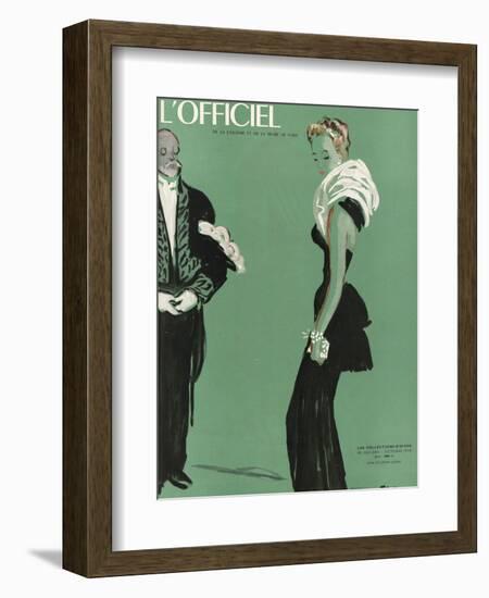 L'Officiel, October 1945 - Robe de Lucien Lelong-Benito-Framed Art Print