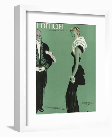 L'Officiel, October 1945 - Robe de Lucien Lelong-Benito-Framed Art Print