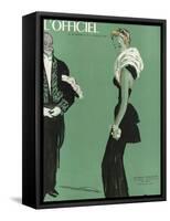 L'Officiel, October 1945 - Robe de Lucien Lelong-Benito-Framed Stretched Canvas