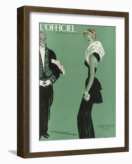 L'Officiel, October 1945 - Robe de Lucien Lelong-Benito-Framed Art Print