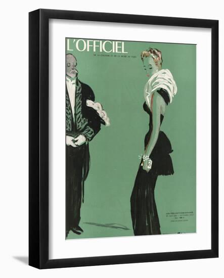 L'Officiel, October 1945 - Robe de Lucien Lelong-Benito-Framed Art Print