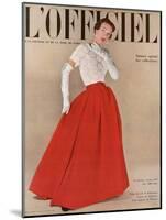 L'Officiel, October 1950 - Robe du Soir de Balenciaga, Velours de Ducharne, Laize Guipure de Maxime-Philippe Pottier-Mounted Art Print