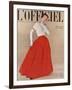 L'Officiel, October 1950 - Robe du Soir de Balenciaga, Velours de Ducharne, Laize Guipure de Maxime-Philippe Pottier-Framed Art Print