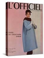 L'Officiel, October 1955 - Balenciaga, Manteau Sept-Huitièmes en Velours Côtelé-Philippe Pottier-Stretched Canvas