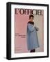 L'Officiel, October 1955 - Balenciaga, Manteau Sept-Huitièmes en Velours Côtelé-Philippe Pottier-Framed Art Print