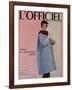 L'Officiel, October 1955 - Balenciaga, Manteau Sept-Huitièmes en Velours Côtelé-Philippe Pottier-Framed Art Print