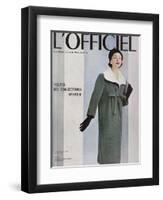 L'Officiel, October 1956 - Givenchy, Manteau en Velours Côtelé de Gerondeau-Philippe Pottier-Framed Art Print