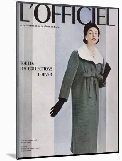 L'Officiel, October 1956 - Givenchy, Manteau en Velours Côtelé de Gerondeau-Philippe Pottier-Mounted Art Print