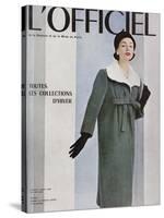 L'Officiel, October 1956 - Givenchy, Manteau en Velours Côtelé de Gerondeau-Philippe Pottier-Stretched Canvas