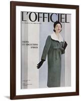 L'Officiel, October 1956 - Givenchy, Manteau en Velours Côtelé de Gerondeau-Philippe Pottier-Framed Art Print