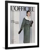 L'Officiel, October 1956 - Givenchy, Manteau en Velours Côtelé de Gerondeau-Philippe Pottier-Framed Art Print