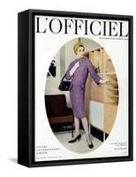 L'Officiel, October 1957 - Robe de Balenciaga-Philippe Pottier-Framed Stretched Canvas