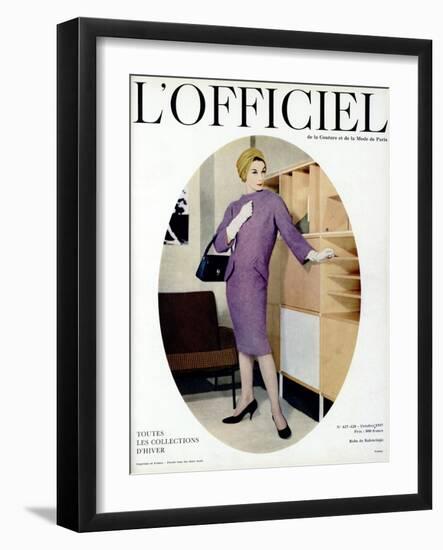 L'Officiel, October 1957 - Robe de Balenciaga-Philippe Pottier-Framed Art Print