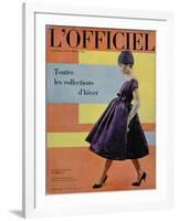 L'Officiel, October 1958 - Robe de Cocktail de Givenchy, Chapeau Exécuté en Voilette de Soie-Philippe Pottier-Framed Art Print