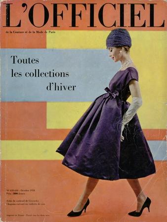 L'Officiel, October 1958 - Robe de Cocktail de Givenchy, Chapeau Exécuté en  Voilette de Soie' Prints - Philippe Pottier | AllPosters.com