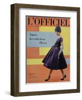 L'Officiel, October 1958 - Robe de Cocktail de Givenchy, Chapeau Exécuté en Voilette de Soie-Philippe Pottier-Framed Art Print