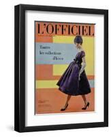 L'Officiel, October 1958 - Robe de Cocktail de Givenchy, Chapeau Exécuté en Voilette de Soie-Philippe Pottier-Framed Art Print